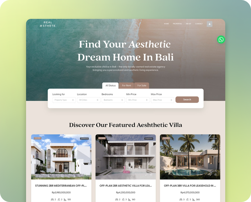 Real Aesthete Bali website